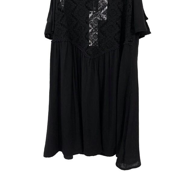 LF Millau Women’s Size Small Black Lace Sheer Bodice Cold Shoulder Mini Dress - Picture 4 of 12